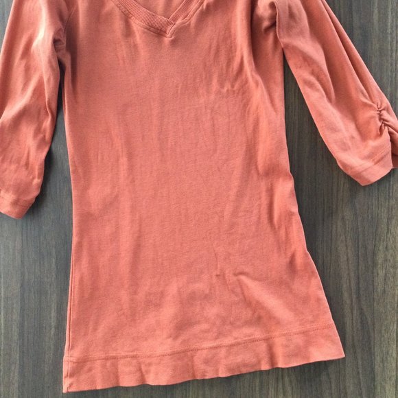 Vibrant Orange V-Neck 3/4 Sleeve T-Shirt - Picture 2 of 5